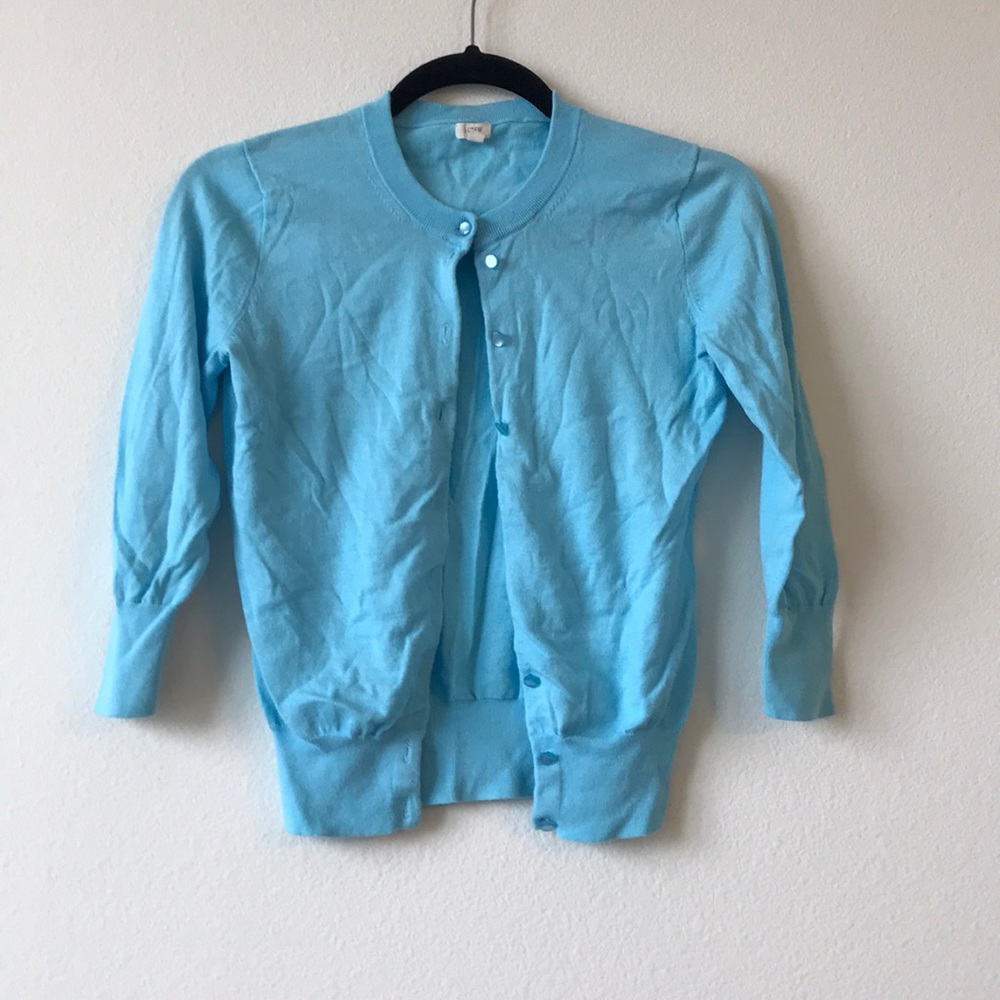 Classic J. Crew Cardigan in Light Blue